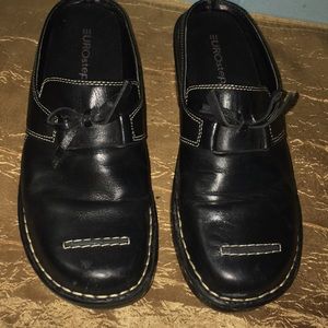 Eurostep Black Leather Mules